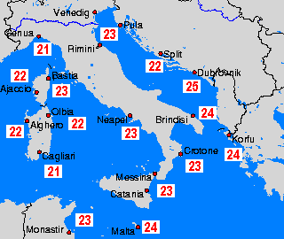 temperatura wody - Morze Adriatyckie - pon., 20.05.