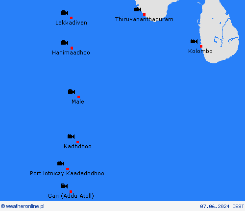 webcam Malediwy Azja mapy prognostyczne