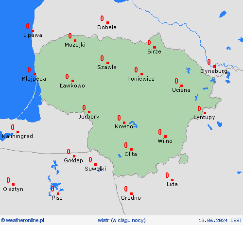 wiatr Litwa Europa mapy prognostyczne