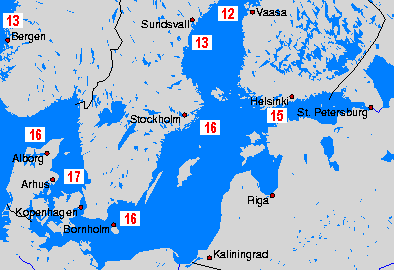 Morze Bałtyckie mapy temperatury morza