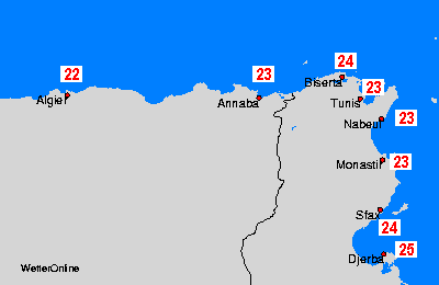 temperatura wody - Tunezja/S - pon., 20.05.
